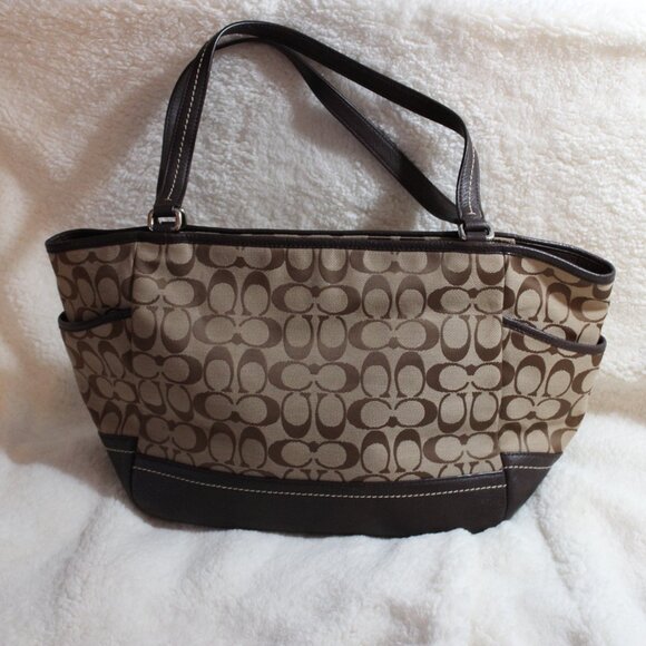 Coach PARK Signature CARRIE F23297 💎Tote/Shoulder Bag 💎Khaki/Brown - Picture 5 of 7